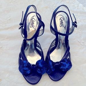 CARLOS SANTANA blue Sequin heels